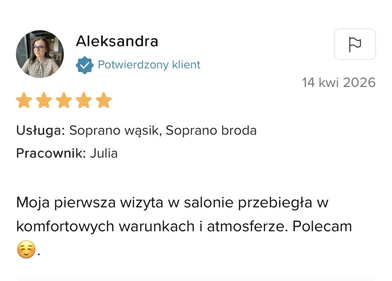 Opinia klientki o depilacji laserowej w klinice Wileńska 9