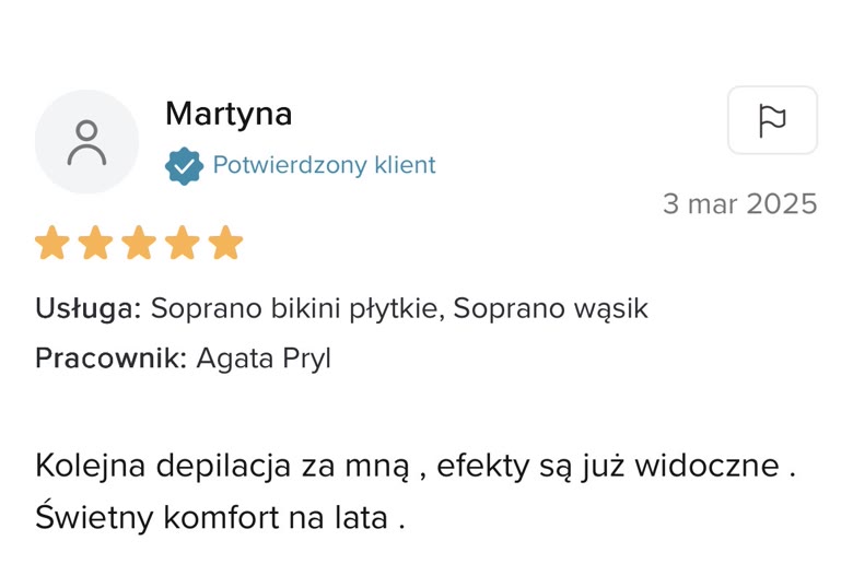 Opinia klientki o depilacji laserowej w klinice Wileńska 9